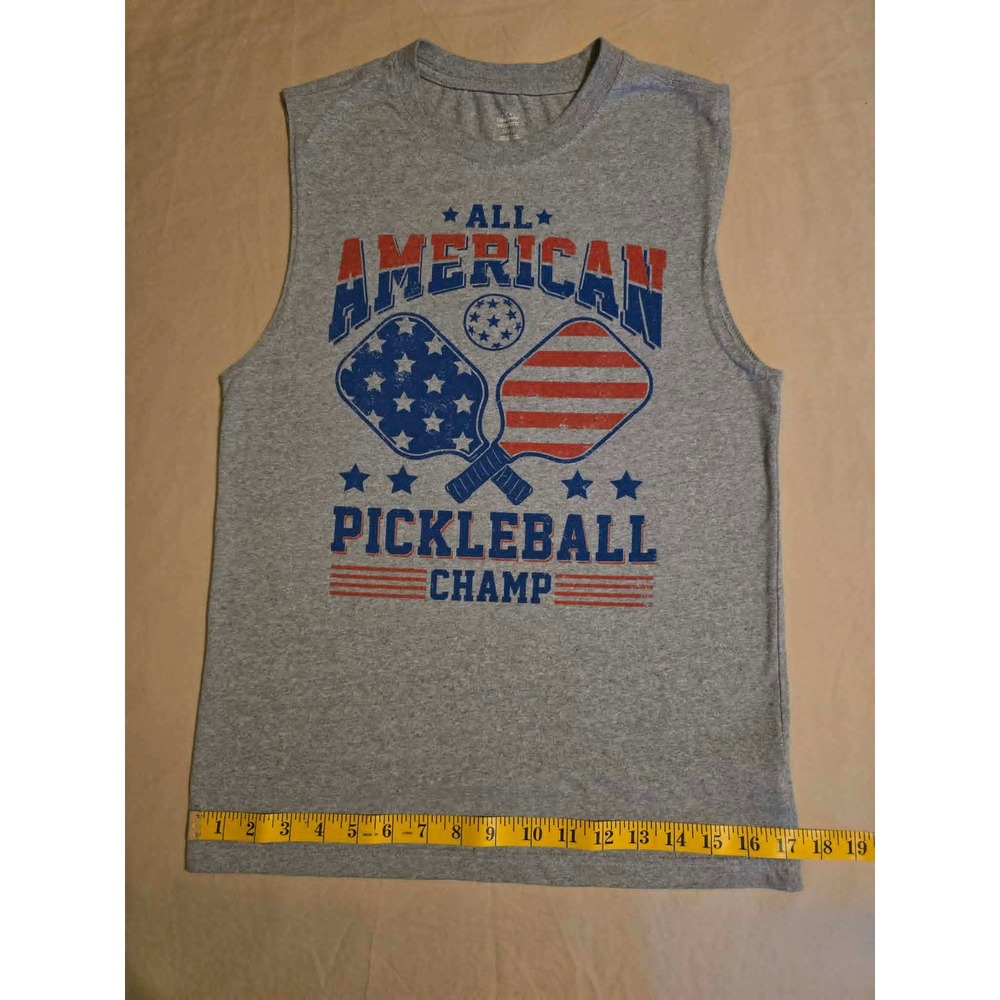 Way To Celebrate Patriotic Pickleball Champ Muscle Tank Heather Gray XS 30-32